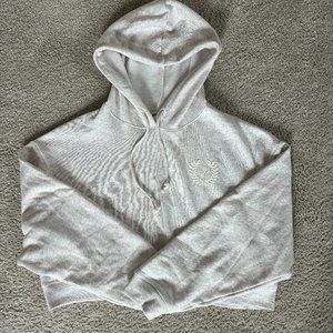 PINK EVERYDAY FLEECE CROPPED HOODIE -  Heather Oatmeal Beige